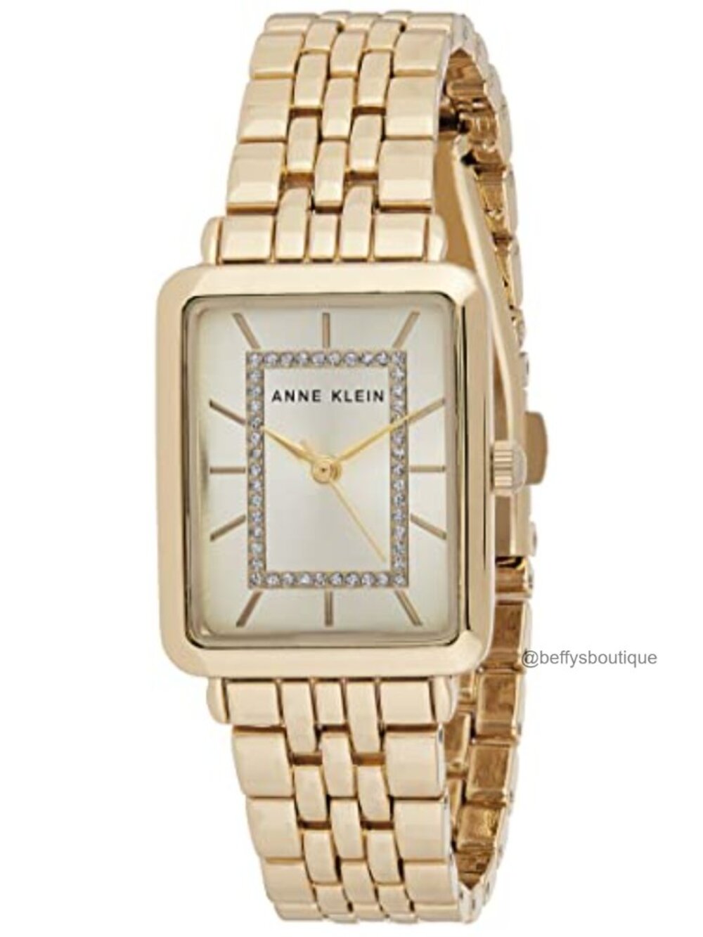 Glitter Accented Bracelet Watch with Mineral Crystal & Gold-Tone Link Band